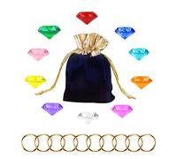 Gemme Diamanti Acrilici di Anelli d'Oro Set, giocattoli da ragazza, 10 Pezzi Diamanti Acrilici 10 Pezzi Anelli di Potere d'Oro per la Decorazione Torte Forniture per Bomboniere per Feste di Compleanno