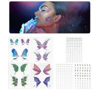 Gemme per il viso per festival, gioielli per il viso adesivi per tatuaggi a farfalla, adesivi per il viso, trucco per festival, strass di perle, accessori per il trucco gioielli glitterati per il viso