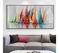 GEMMII Astratta Colorata Barca A Vela Pittura A Olio Quadro Su Tela - Poster E Stampe Moderne Immagini di Arte Della Parete Home Office Decor 65x130 cm Senza cornice