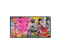 GEMMII Banksy L'amore è tutto ciò di cui abbiamo bisogno Quadri su tela Quadri astratti Graffiti Street Art Poster Stampa per la decorazione della camera dei bambini 80x160cm Senza cornice