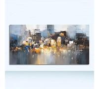 GEMMII City Building Rain Boat Poster Scenery Pictures Decor Stampa astratta su tela Wall Art per soggiorno 80x160cm Senza cornice