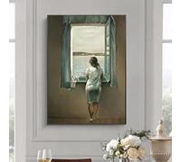 GEMMII Classico Artista Salvador Dali Donna Alla Finestra Quadri Su Tela XXL per Soggiorno Dipinti Stampe Ragazza Wall Art Poster 80x122 cm Senza Cornice