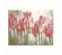 GEMMII Classico Tulipano Rosa Quadro su tela di grandi dimensioni Dipinto su Tela Fiori Poster e Stampe Decorazione da Parete per Camera da Letto di Casa per Arte Murale 80x130 cm Senza Cornice