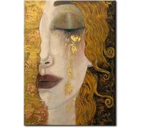 GEMMII Cornice dorata Ritratto Donna in oro Quadro Su Tela Pronta Per Essere Appesa, Gustav Klimt Dipinto su tela Lacrime dorate Opera d'arte moderna Decorazione murale Quadro 42x60 cm