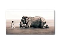 GEMMII Di grandi dimensioni devoto monaco buddista ed elefante stampa fotografica su tela pittura poster religioso immagine artistica da parete per soggiorno 30x60 cm senza cornice
