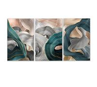 GEMMII Luxry Dipinti d'Arte Verde e Oro Stampa su Tela Poster e Stampe Immagini Astratte Moderne per la Decorazione del Soggiorno 50x75cmX3 Senza Cornice