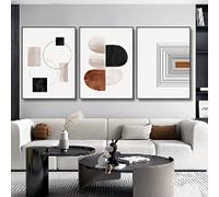 GEMMII Metà del Secolo Astratto Linee a Blocchi di Colore Stampa Poster su Tela Dipinto Immagini di Arte della Parete per la Decorazione Domestica Moderna XXL 50x75cmX3 Senza Cornice