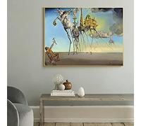 GEMMII Quadro Su Tela Salvador Dali Opere d'arte Stampa su tela Le tentazioni di San Antonio Wall Art Immagini di poster classici 42x60cm Senza cornice