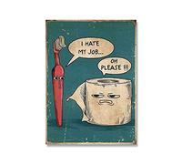 GEMMII Quadro Su Tela XXL - I Hate My Jobs Divertente Spazzolino Da Denti E Carta Igienica Poster Stampa Umoristica Tela Wall Art Immagine Bagno 29.7x42cm Senza cornice
