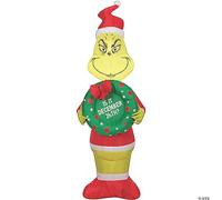 Gemmy Grinch gonfiabile gonfiabile con ghirlanda, altezza 1,2 m, giallo