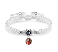 GemMyShin Braccialetti personalizzati con immagine all'interno, per uomini e donne, coppie, braccialetti commemorativi personalizzati con foto all'interno, regalo di Natale per uomo e donna