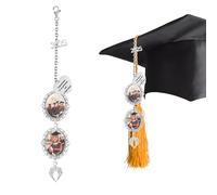 GemMyShin Charm fotografico personalizzato con nappa di laurea 2025 - Charm commemorativo personalizzato con 1-3 foto per decorazioni per cappelli di laurea - Regali unici per laureati per anziani