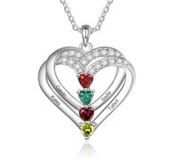 GemMyShin Collana con nome personalizzato Collana con pietra portafortuna per le donne Regali personalizzati per la festa della mamma per mamma cuore collana con pietra portafortuna per madre figlia