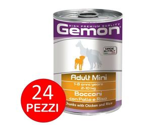 Gemon Adult Mini Bocconi con Pollo e Riso 24x 415 gr Monge scatolette cane pack