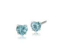 Gemondo 9ct Oro Bianco 0.42ct Acquamarina 4 Piedini Set Orecchini a Perno Cuore