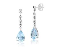 Gemondo Orecchini a goccia in argento Sterling 925 con topazio blu cielo e marcasite
