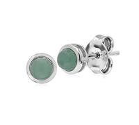Gemondo Orecchini in giada, in argento Sterling, semplici orecchini a perno rotondi con lunetta di giada, Pietra Argento sterling Gemma Argento, Giada