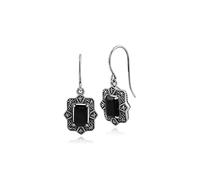 Gemondo Orecchini Marcasite, in argento Sterling Art Déco con spinello nero e marcasite, Argento sterling, marcasite