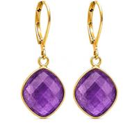 Gempires - Orecchini da donna con chiusura a monachella, con lunetta placcata oro, gioielli pendenti leggeri, regalo elegante per lei