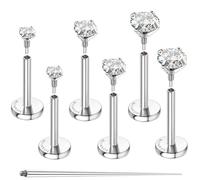 GEMQUEEN G23 - Orecchini a perno in titanio con retro piatto, ipoallergenici, con filettatura interna in oro 14 K, 16 G 18 G, per cartilagine, trago, conchiglia, piercing per naso, labbra, labbra, per