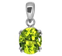 GEMS RIVER - Ciondolo in peridoto naturale da 6,25 ratti da 5,50 carati, medaglione in pietra originale certificato di pietre preziose testate in laboratorio, placcato argento, pietra preziosa,