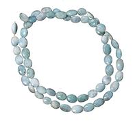 Gems Valley Larimar naturale Larimar perline ovali lisce, 6 x 7 a 6,5 x 8 mm, filo di perline 20,3 cm