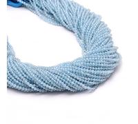 Gems Valley Perle naturali in acquamarina micro sfaccettate da 2 mm, perline sfaccettate rotonde minimaliste, 45,5 cm