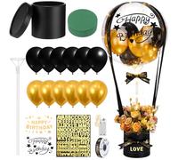 Gemscream Kit regalo fai da te per compleanno, mongolfiera, con palloncini Bobo da 50 cm, luci a LED, nastri e argilla floreale, per donne, uomini, amici, fidanzata, moglie, sorella, decorazione per
