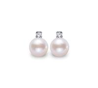 Gemshadow donne 925 sterling Silver CZ orecchini di perle d' acqua dolce 8 - 9 mm