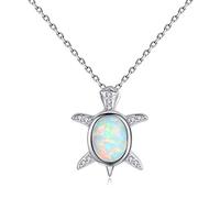 Gemshadow donne ragazze 925 sterling Silver created Opal Baby Sea Turtle Necklace