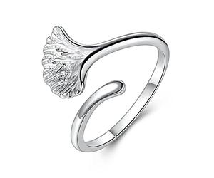 Gemshadow donne ragazze argento 925 ginkgo Leaf regolabile anelli di barretta