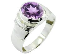 Gemsonclick Natural Ameetyst 925 Anello in Argento Sterling Ovale Febbraio Astrologia della Birthstone e Astronomia Dimensione 69