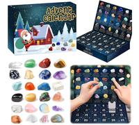Gemstone Advent Calendar, Natural Crystal Gemstones 24 Day Rock Collection, Christmas Countdown Calendar Gift for Boys Girls Teens Adults-Green-1pcs