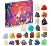 Gemstone Advent Calendar, Natural Crystal Gemstones 24 Day Rock Collection, Christmas Countdown Calendar Gift for Boys Girls Teens Adults-Red-1pcs