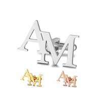 Gemszoo Gemelli Personalizzati con Iniziali per Uomo Personalizzati 2 Lettere Argento Oro Rosa Oro Gemelli da Uomo Collegamenti per Polsini Matrimonio Festa Business Camicia Smoking Regalo per Papà