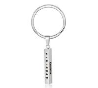 Gemszoo Portachiavi personalizzato per uomini donne incisione personalizzata nome testo barra portachiavi cuboide verticale portachiavi madre padre amico compleanno regalo di Natale Argento