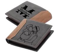 Gemszoo Portafoglio personalizzato per uomini con foto monogram nome personalizzato da uomo portafoglio linea figura foto bifold portafoglio in pelle per padre papà Husband Son BF, stile 6