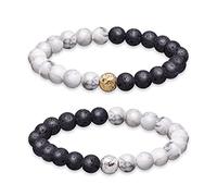 GEMTAL Bracciali abbinati per coppie, braccialetti di relazione con perline di pietra lavica, braccialetti dell'amicizia, braccialetti elastici bohémien, set di braccialetti con pietre preziose per
