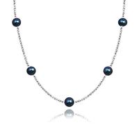 GEMTAL Genuin - Collana girocollo con vere perle d'acqua dolce, collana girocollo con perle di pavone nero, collana di perle semplici in ematite oro/argento, gioiello regolabile con perle per San