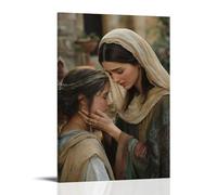 GEMTOFNMA Con gli occhi pieni di lacrime, Mary benedice una donna mendicante, e il suo viso è immediatamente pieno di calore e pace. Decorazione murale da parete moderna, poster artistico decorativo