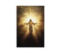 GEMTOFNMA Decorazione artistica da parete decorativa da appendere con Gesù in piedi a un bivio con le braccia aperte, luce che versa da entrambe le direzioni nel petto. Poster decorativo da appendere