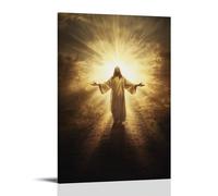 GEMTOFNMA Decorazione artistica da parete decorativa da appendere con Gesù in piedi a un bivio con le braccia aperte, luce che versa da entrambe le direzioni nel petto. Poster decorativo da appendere