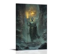 GEMTOFNMA Kṣitigarbha si trova in un tempio degli inferi con un bastone luminoso e un gioiello che bandisce la sofferenza e la paura. Poster artistico decorativo da appendere in stile contemporaneo