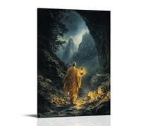 GEMTOFNMA Kṣitigarbha Walks A Dark Valley con la sua lanterna gioiello, illuminando percorsi per i perduti e in lutto. Decorazione artistica da parete moderna, poster artistico decorativo da appendere