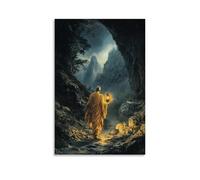 GEMTOFNMA Kṣitigarbha Walks A Dark Valley con la sua lanterna gioiello, illuminando percorsi per i perduti e in lutto. Decorazione artistica da parete moderna, poster artistico decorativo da appendere
