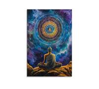 GEMTOFNMA Mandala of Infinite Worlds - Poster decorativo da parete con Buddha in meditazione, decorazione artistica da appendere, 50 x 75 cm
