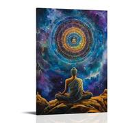 GEMTOFNMA Mandala of Infinite Worlds - Poster decorativo da parete con Buddha in meditazione, decorazione artistica da appendere, 50 x 75 cm