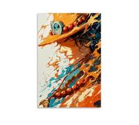 GEMTOFNMA One Piece Ace's Orange - Ink Rhapsody Decorazione da parete contemporanea, poster artistico decorativo da appendere, 60 x 90 cm