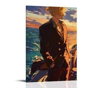 GEMTOFNMA One Piece Sanji - Poster decorativo da appendere con ombra, viaggio al tramonto e ombra, 40 x 60 cm