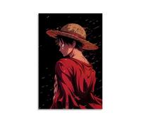 GEMTOFNMA Poster decorativo da appendere alla parete con cappello di paglia e ombra di One Piece, notte di Rufy, stile contemporaneo, 60 x 90 cm